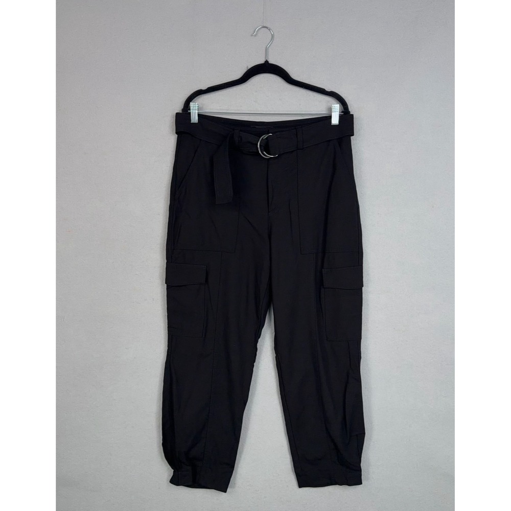 Banana Republic Pants Womens 14 Black Belted Cargo Pants Tapered Leg Pockets